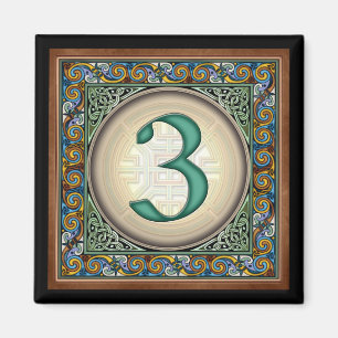 Style B, "3" - magnet celtique de nombre