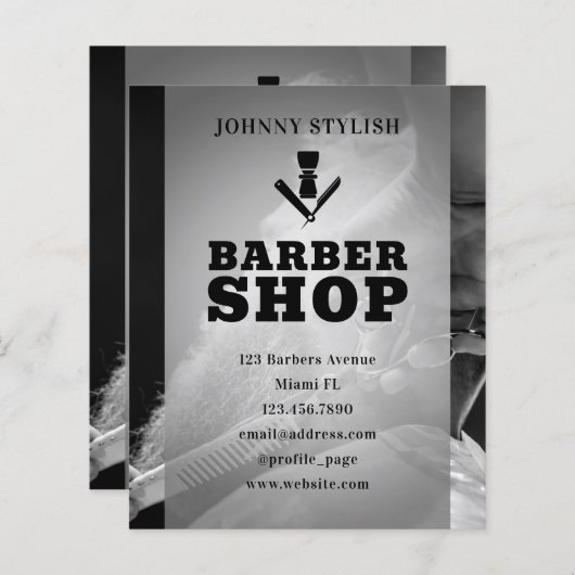 Style barbier professionnel avec prospectus logo (Devant / Derrière)