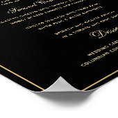 Style Black Gold 3 cours Mariage Menu Poster (Coin)