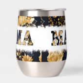 Stylé Bleu Or Acier Inoxydable Floral MAMA (Gauche)