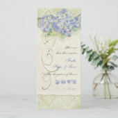 Style Blue Hydrangea Floral Swirl Damask Menu (Staand voorkant)