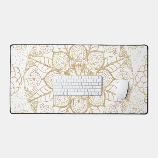 Style Boho Blanc Or Mandala Floral (Clavier et souris)
