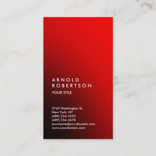 Style Carte de visite professionnel tendance rouge (Devant)