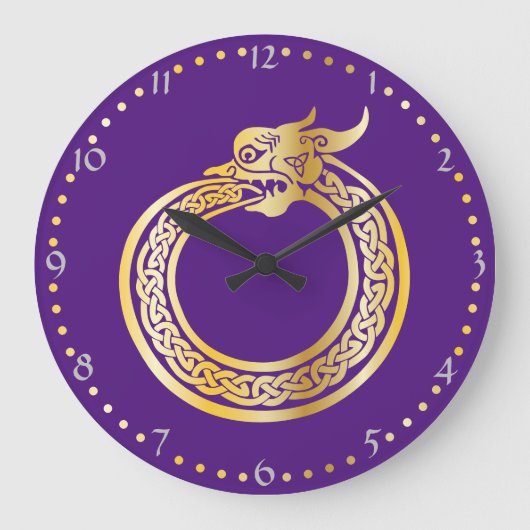 Style Celtique Or Toné Ouroboros Grande horloge (Recto)