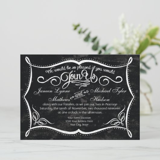 Style Chalkboard Invitations de typographie de tor (Debout devant)