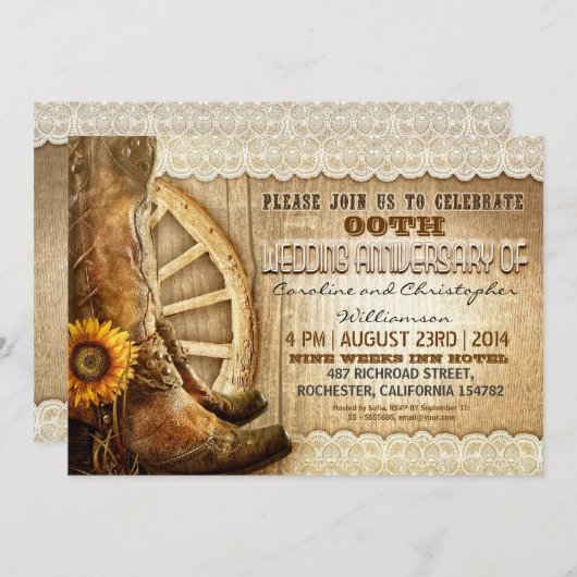 style champêtre bois rustique invitations annivers (Devant / Derrière)