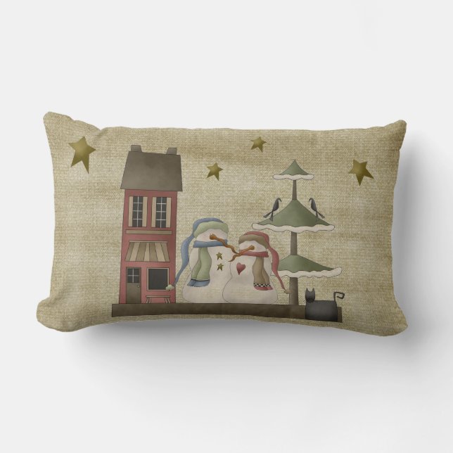 Style champêtre primitif Snowman Coussin (Recto)