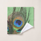 Style Chic Bleu Sage Vert Peacock Feather (Gant de toilette)