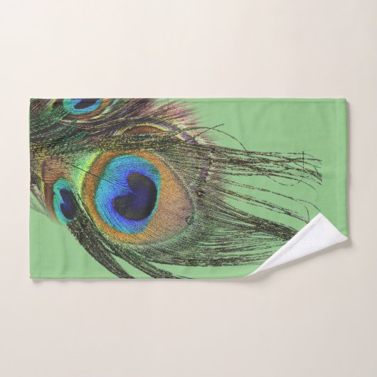 Style Chic Bleu Sage Vert Peacock Feather (Serviette à main)