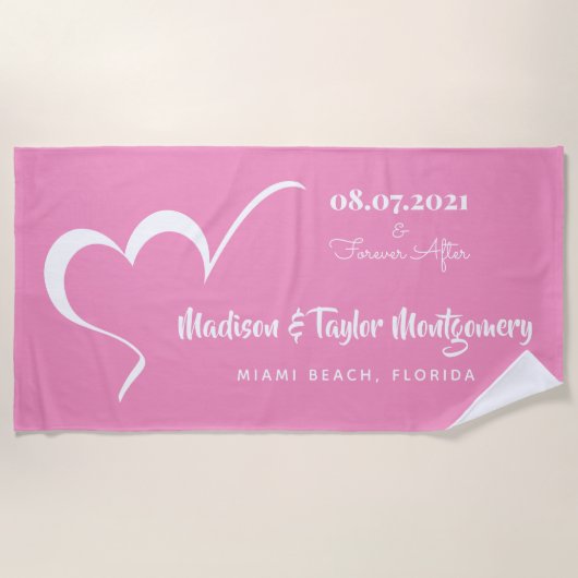 Style Coeur personnalisé texte & couleur serviette (Devant)