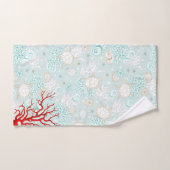 Style côtier beau bleu clair corail rouge (Serviette à main)