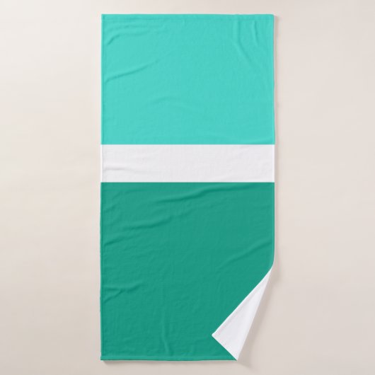 Style de bloc de couleur Turquoise blanc turquoise (Serviette de bain)