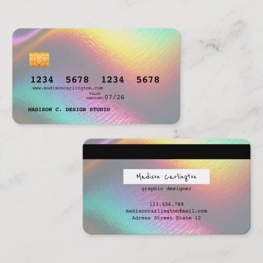 Style de carte de crédit Holographique Metallic (Devant / Derrière)