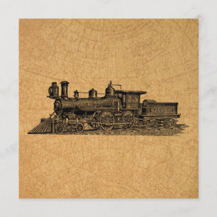 Style de carte et moteur à vapeur Vintage du train