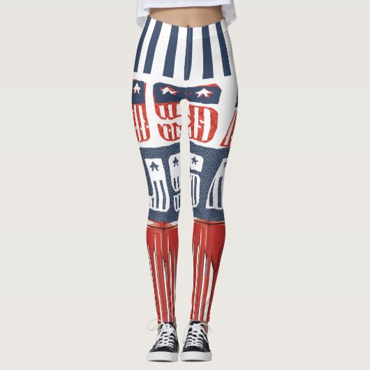 Style de drapeau "USA" Leggings Motifs pour 4 juil (Devant)