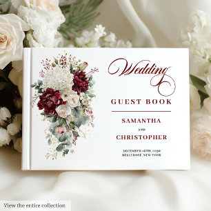 Style de livre d'or de mariage aux roses rouges fo