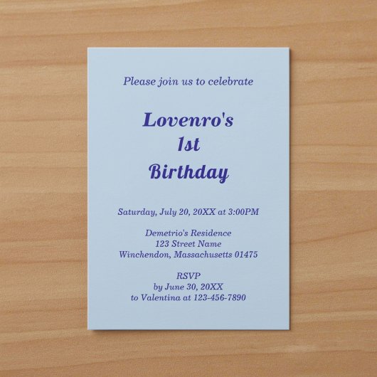 Style de typographie Invitation d'anniversaire ble