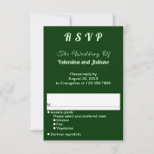 Style de typographie Mariage RSVP Portrait Vert Fo (Devant)