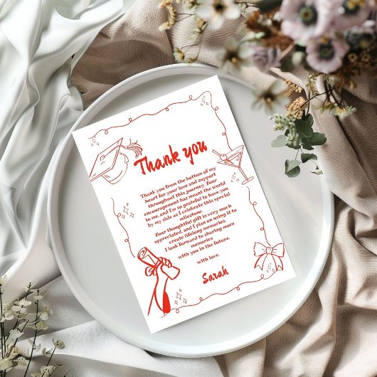 Style Doodle Carte de remerciements de graduation
