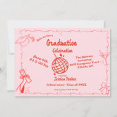 Style Doodle Main dessiné Graduation Invitation (Devant)