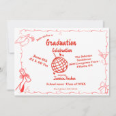Style Doodle Main dessiné Graduation Invitation (Devant)