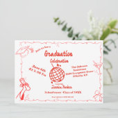 Style Doodle Main dessiné Graduation Invitation (Debout devant)
