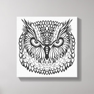 Style Eagle Owl Head 6 Canvas Afdruk