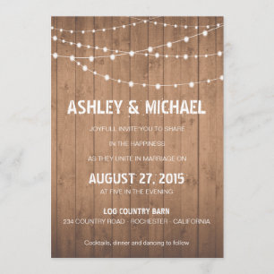 Style en bois de grange de faire-part de mariage