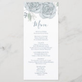 Style Floral Dusty Blue Rose Élégant Menu Simple (Devant)