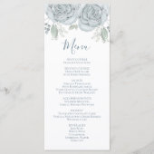 Style Floral Dusty Blue Rose Élégant Menu Simple (Devant)