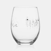 Stylé Floral Personnalisé Verre de Vin Stemless (Verso)