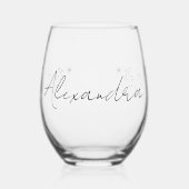 Stylé Floral Personnalisé Verre de Vin Stemless (Gauche)