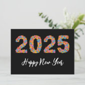 Style floral simple heureux nouvelles années carte (Debout devant)