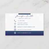Style fort QR code carte de visite bleu profond (Dos)