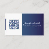 Style fort QR code carte de visite bleu profond (Devant)