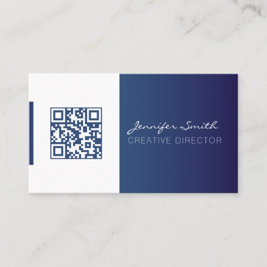 Style fort QR code carte de visite bleu profond (Devant)