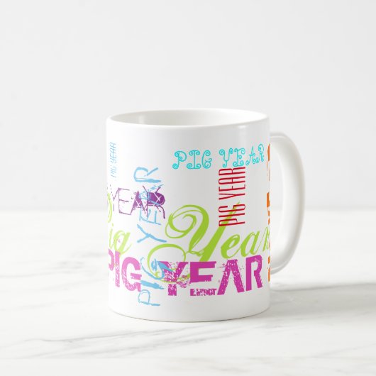 Style Graffiti Répétition Cochon Année 2019 Mug bl (Devant droit)