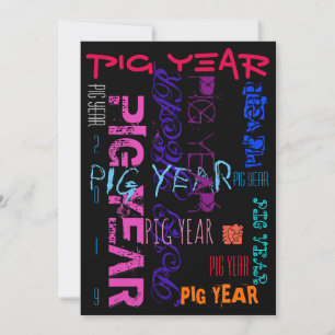 Style Graffiti Répétition Pig Année 2019 Carte pla