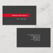 Style Gris rouge bande horizontale Carte de visite (Devant / Derrière)