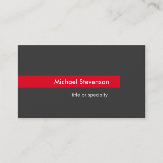 Style Gris rouge bande horizontale Carte de visite (Devant)