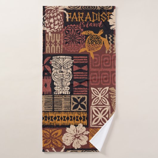 Style hawaïen motif tribal tissu patchwork (Serviette de bain)