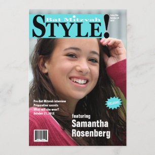 Style ! Invitation Teal de magazine de bat mitzvah