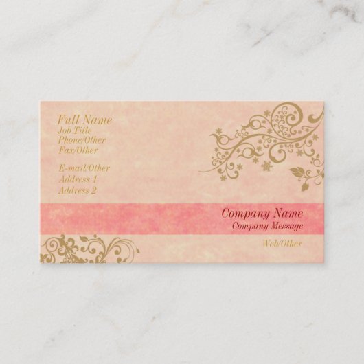 Style Joli Carte de visite Rose Et Or (Devant)