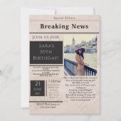 Style journal vintage Photo Invitation d'anniversa (Devant)