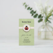 Style Ladybug & Lace Green Floral Carte de visite (Debout devant)