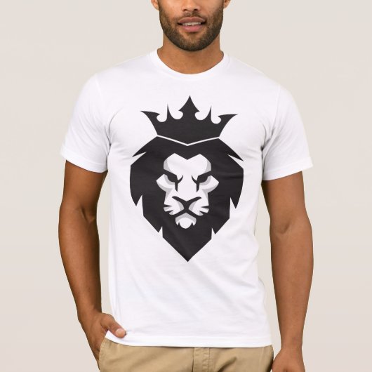 Style Lion roi noir et blanc avec T-shirt Couronne (Devant)