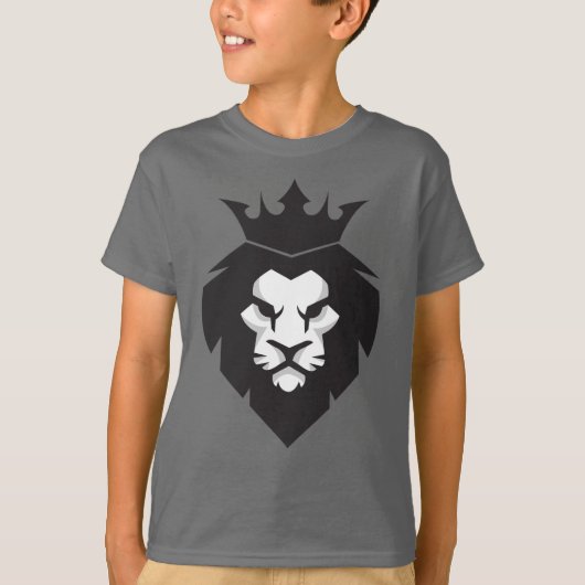 Style Lion Roi Noir et Blanc avec T-shirt Couronne (Devant)