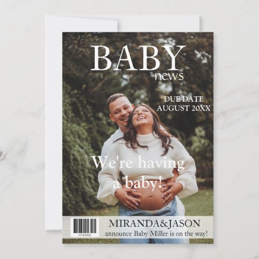 Style Magazine unique Faire-part photo Grossesse (Devant)