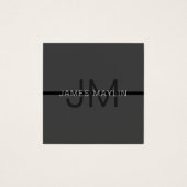 Stylé Masculin Gris Foncé Nom & Monogramme (Devant)