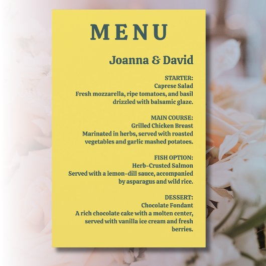 Style minimaliste | Menu Mariage Rétro